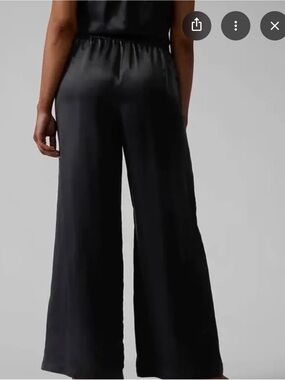 NWT: Athleta Calm Cool Wide Leg Satin Sleep Pants in Black, Medium
